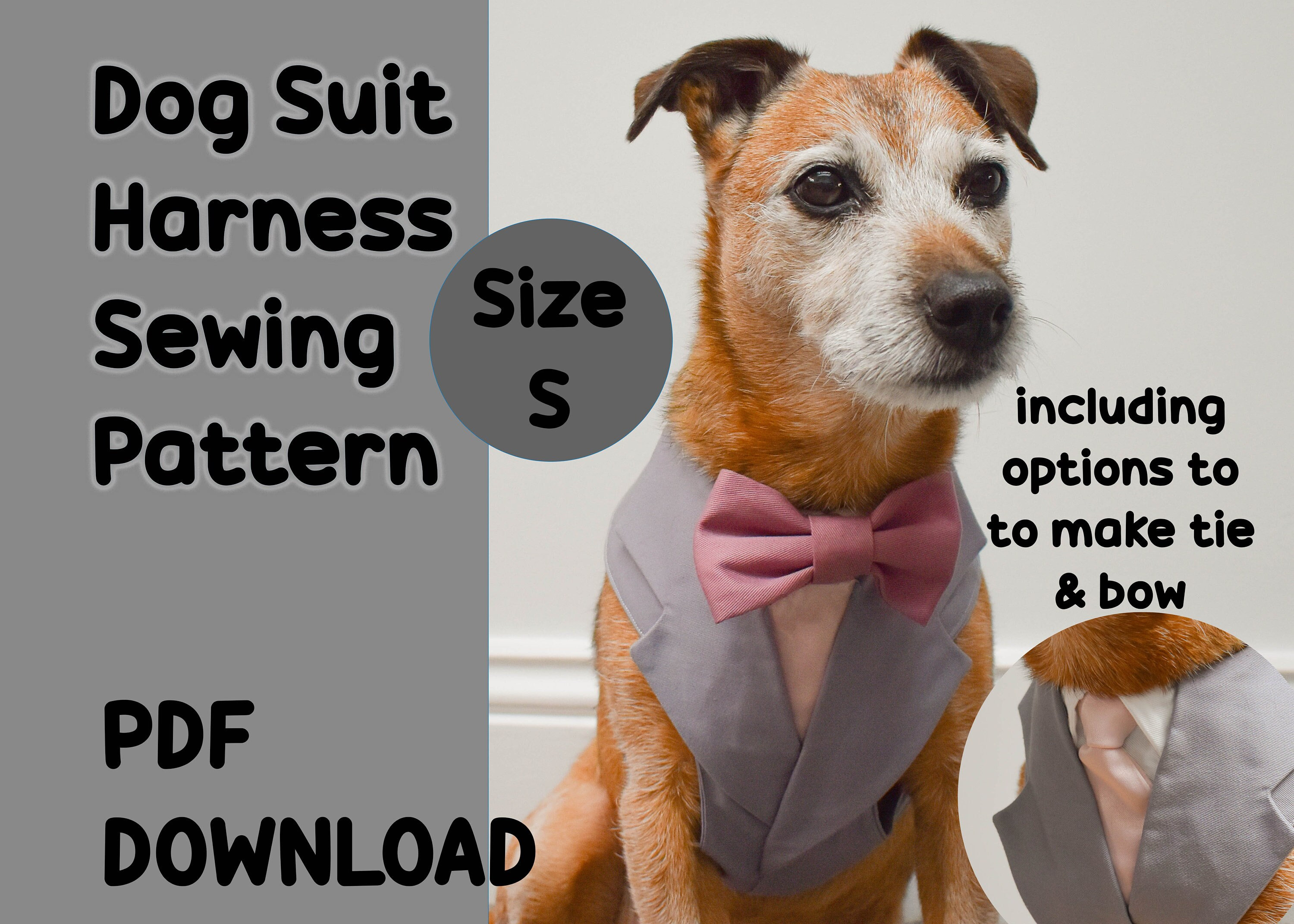Dog Suit Harness Sewing Pattern Size Small Dog Tuxedo DIY Tutorial Dog Wedding Attire Puppy Clothes Pattern Etsy Canada