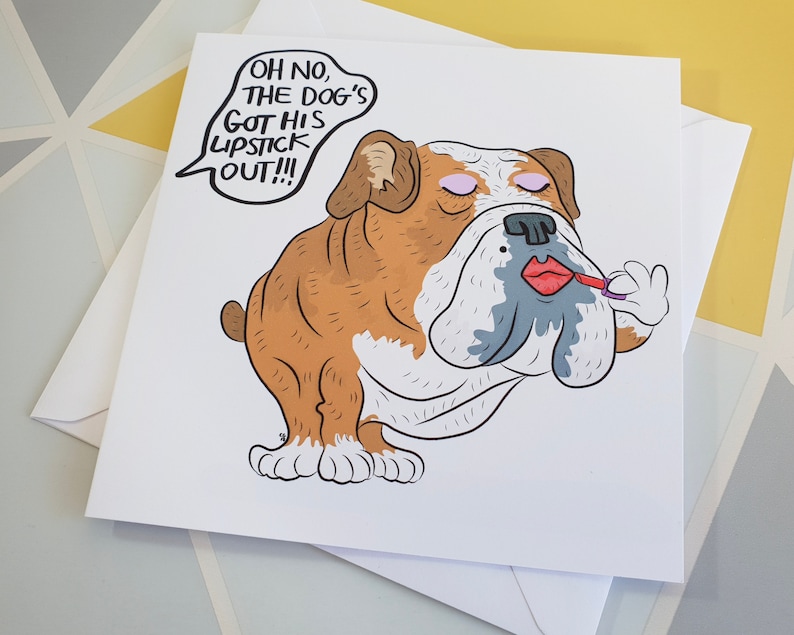 Funny greetings card rude cards dog card English bulldog Etsy