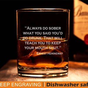 Verre De Whisky Citation De Ernest Hemingway Roches Verres Etsy