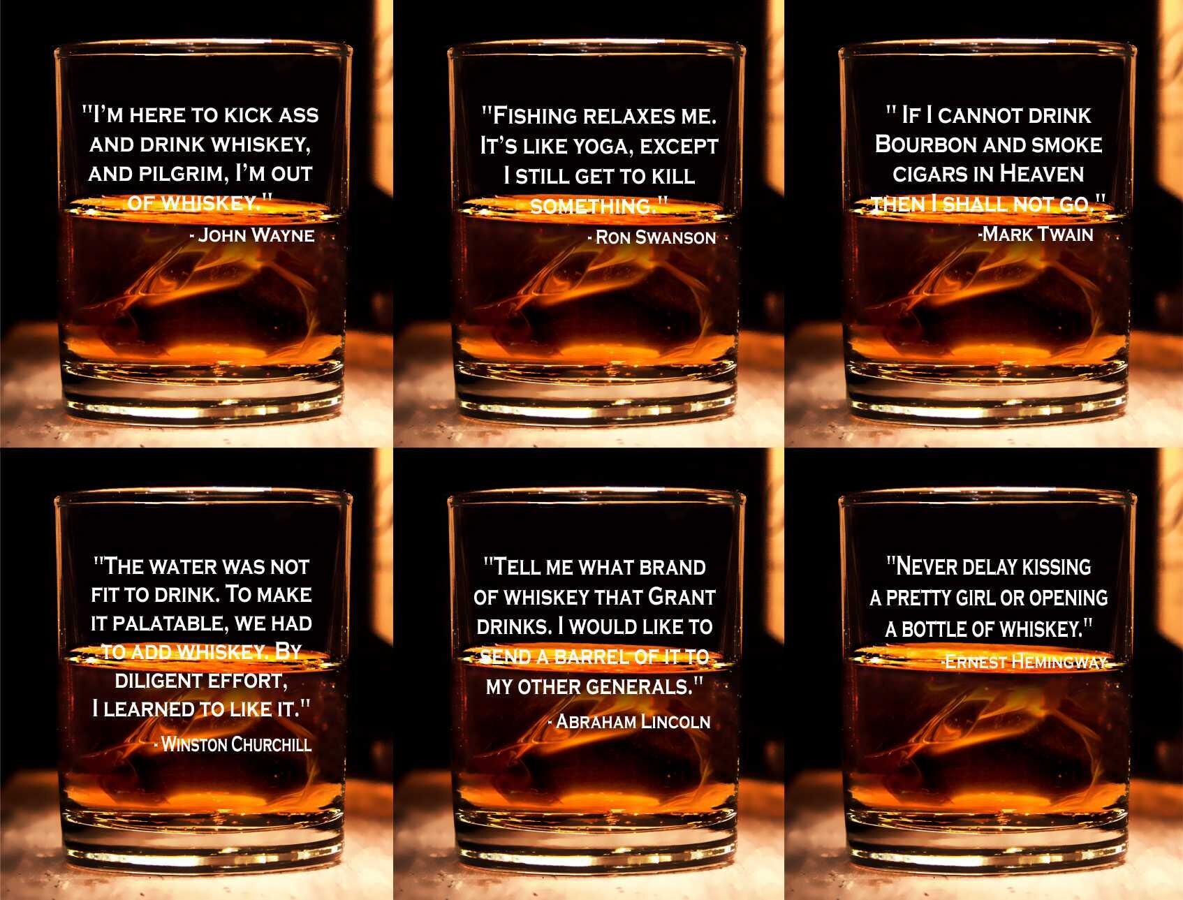 Set of 6 Engraved Glasses with Quotes Set Engraved Whiskey Etsy