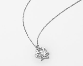 Collar con colgante de yoga de flor de loto en plata de ley / Joyería simbólica para mujer / Regalo espiritual para damas
