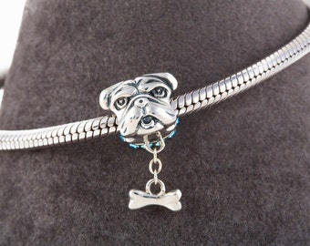 Bracelet Femme Bulldog Anglais - Bijou Argenté Avec Charm English Bulldog - Neuf Avec étiquettes