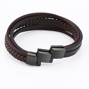 Multilayer Men's Leather Bracelets in Black & Brown Gift for Him Dad Husband Boyfriend Stylish Accessories for Men image 7