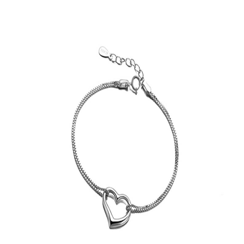 Sterling Silver Heart Charm Bracelet Deliacte silver Jewellery Bracelet