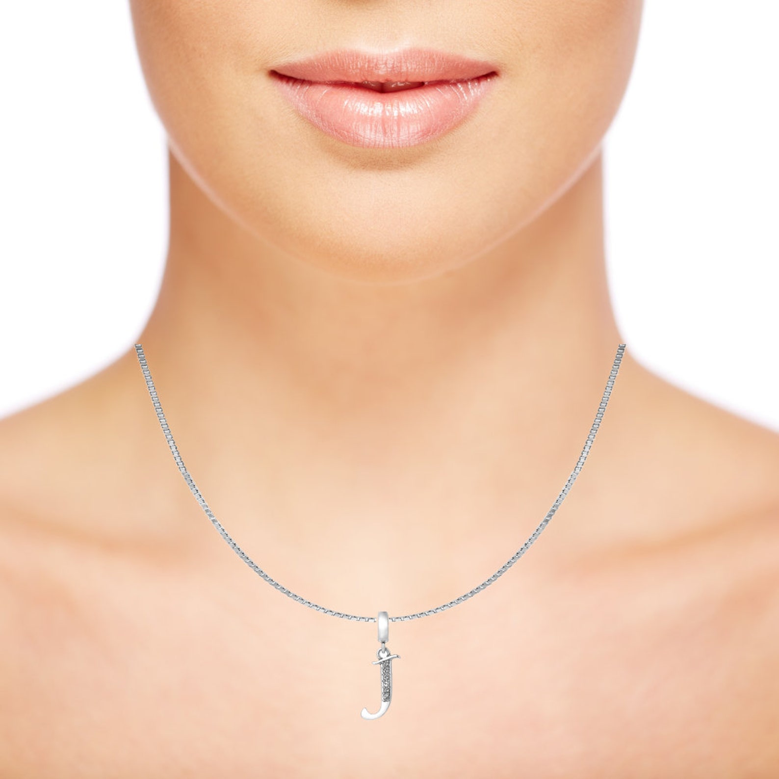 Letter J Necklace Personalised Gift for Her Silver J Etsy UK