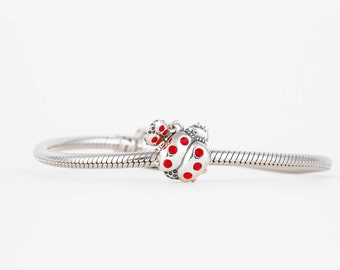 Bracelet with Ladybird Charm-Silver Jewellery, Babyshower Gift For Her, Silver Charms for Bracelet, Ladybird Necklace, Mother Daughter Gift