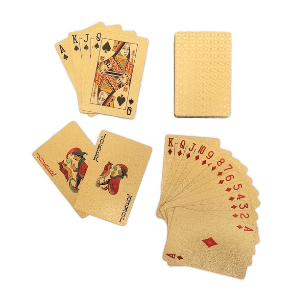 24K Gold Foil Luxury Playing Cards Deck Waterproof Poker Cards for Professional Card Players and Family Games