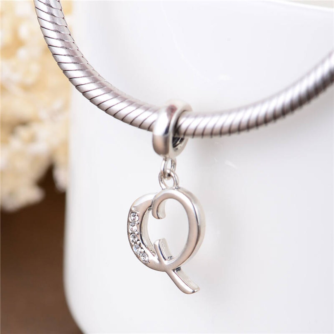 Letter Q Initial Pendant Charm 925 Sterling Silver Etsy