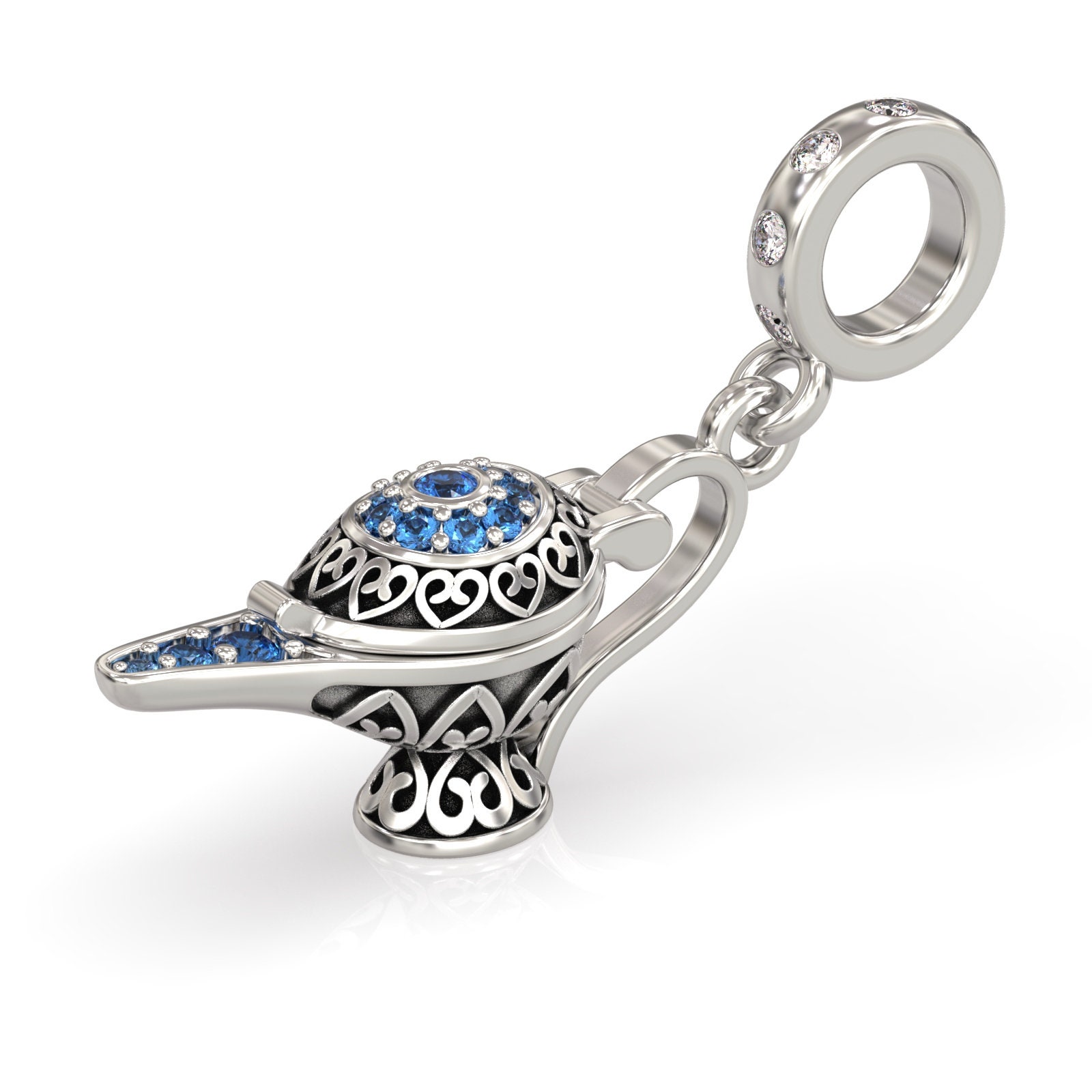 Disney Aladdin Genie & Lamp Charm, Sterling silver