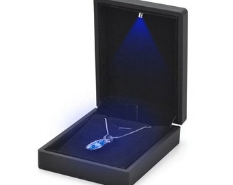 10 Luxury Black Necklace  Boxes with LED Light, Pendant Box Jewellery Display Cases