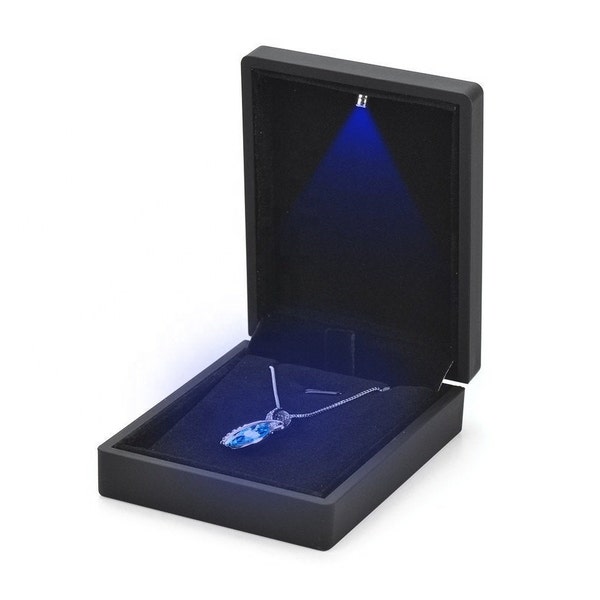 Luxury Black Necklace  Box with LED Light, Pendant Box Jewellery Display Case