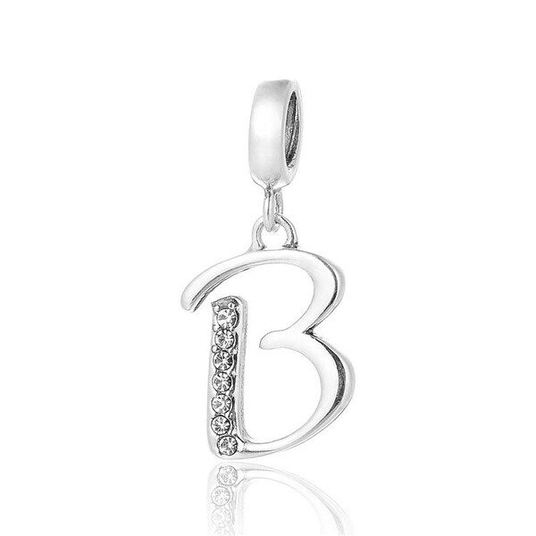 Sterling Silver Diamond Letter B Necklace