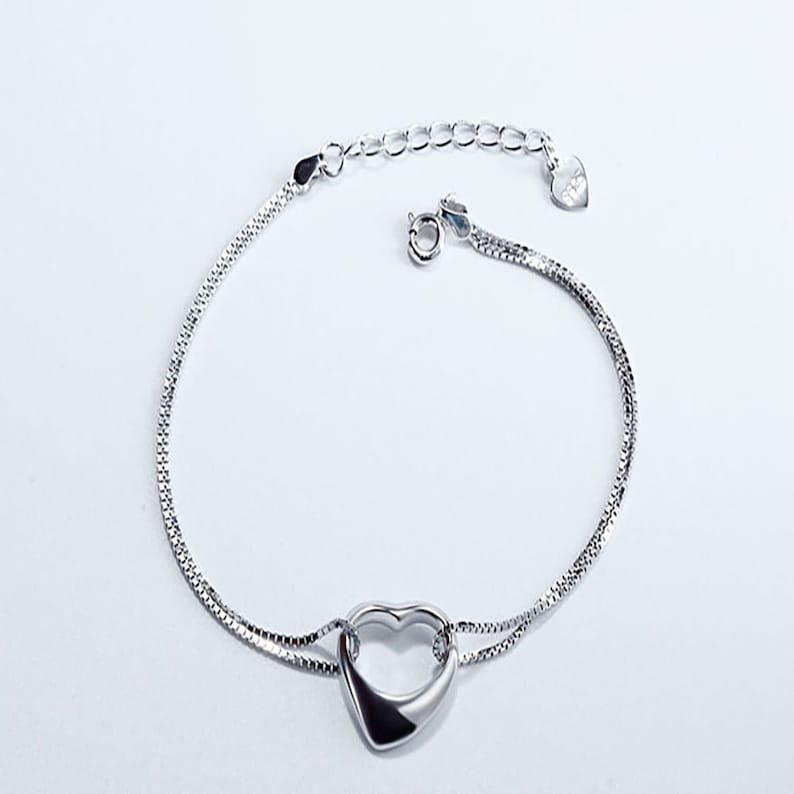 Sterling Silver Heart Charm Bracelet Deliacte silver Jewellery Bracelet