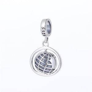 925 Sterling Silver Spinning Globe Pendant Travel Charm - Perfect for Bracelets and Necklaces