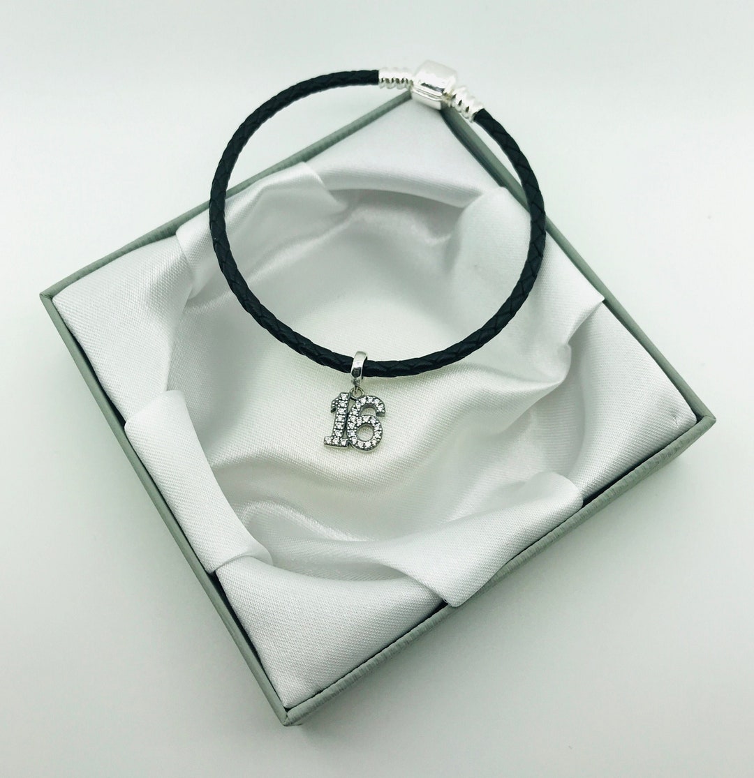 Leather and Silver Clasp Charm Bracelet With Pendant Charm Etsy