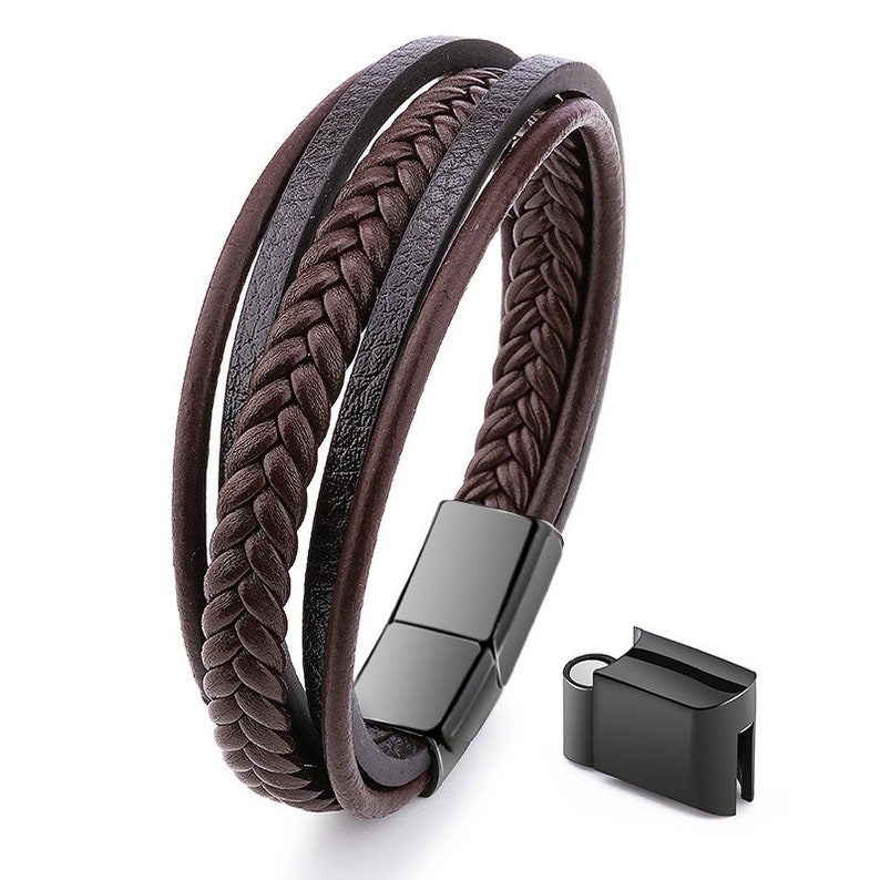 Multilayer Men's Leather Bracelets in Black & Brown Gift for Him Dad Husband Boyfriend Stylish Accessories for Men image 6