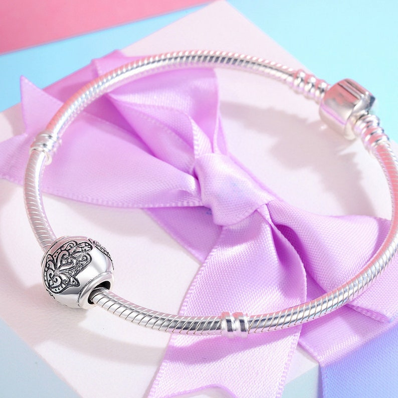 Delicate Silver Jewellery Silver Hand of Fatima Hamsa Charm Bead for Bracelet Necklace