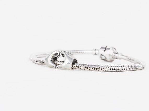 Sterling Silver 7 4.5mm Charm Bracelet With Attached Heart With Key Hole Charm