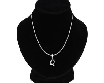 Letter Q Necklace - Personalized Jewelry Gift for Her - Silver Letter Q Initial Necklace Jewelry