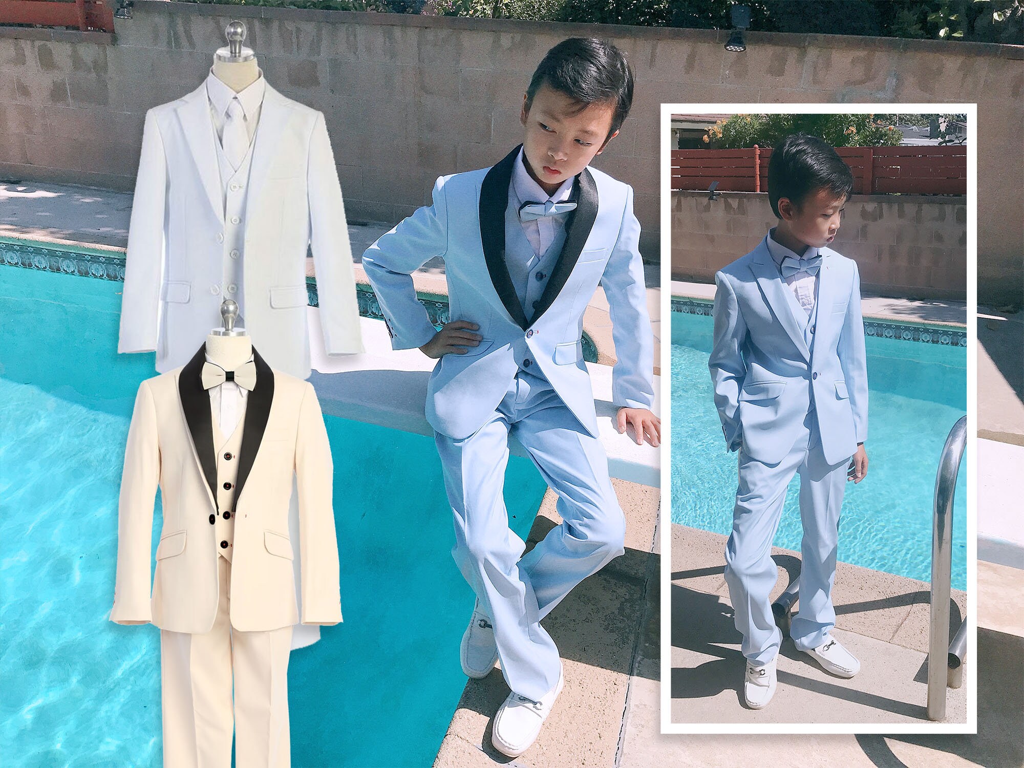 Baby Boy Paisley White Suit/Tuxedo Baptism/Wedding 5 piece Outfit Sizes XS to 7 