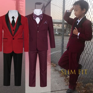 Conjunto de corbatín de color rojo sólido y chaleco de vestir para niño,  Rojo -, 2 Años : : Ropa, Zapatos y Accesorios