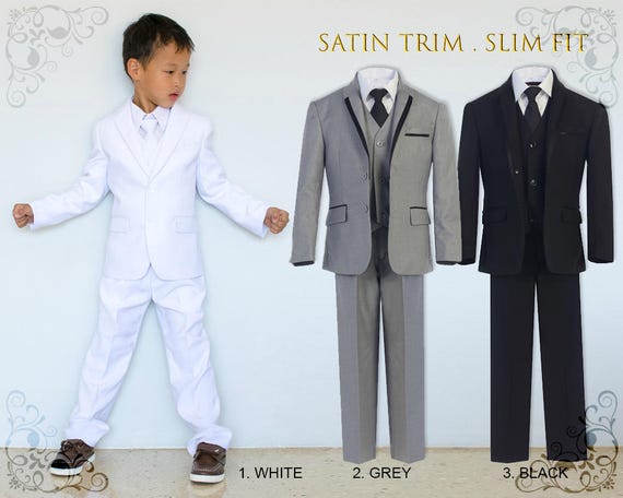 Sz: All Sizes Recital Navy Blue//White Suit Ring Bearer Boys Holiday