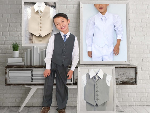 Vest Suit 4pc Set Beige Khaki Tan 
