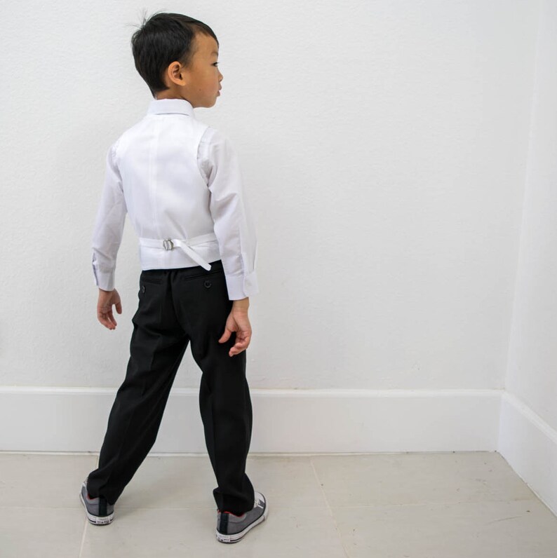 Little to Big Boy Slim Fit Fancy Novelty 3-Piece Tuxedo Suit Polka Dot Wedding Ring Bearer Black White Floral Jacquard Size 1-16 Prom