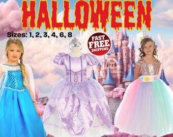 Popular Princess and Unicorn Dress Costume, Movie Cartoon, Halloween, Birthday Party, Pageant, Play Date, Girl Sizes 1 to 8, 20% Sales