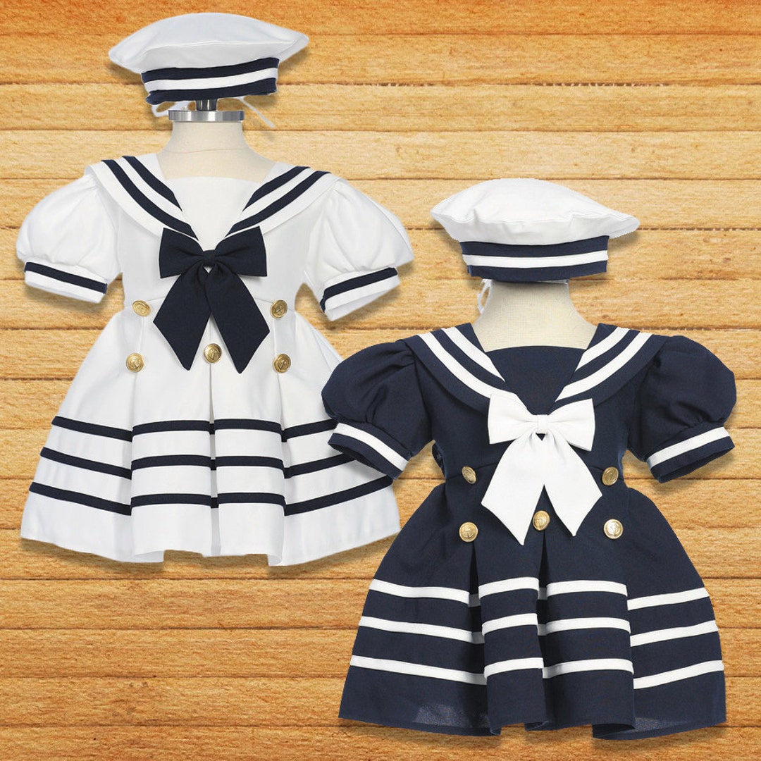 Baby to Little Girls Nautical Marine Sailor Dress Costume With - Etsy  Singapore