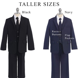 Baby to Teen Boy 5-Piece Suit in Regular and Taller Sizes, Black, Navy, Gray, Baptism, Wedding Ring Bearer, Confirmation, Prom, 15% Sales image 3