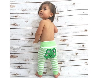 Baby 6-12 maanden katoenen legging groene kikker groene witte strepen eco-vriendelijk unisex jongen meisje 40% verkoop baby douche cadeau Kleding Unisex kinderkleding Unisex babykleding Broek 