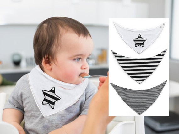 3 Baberos Bandana Bebé, Cool Boy, Estrella Rayado Negro Blanco, Regalo Baby  Shower, Primer Cumpleaños, 40% VENTAS -  México