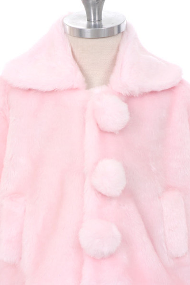Pink White Ivory 1-5 Toddler to Girl Cute Faux Fur Bolero Coat Jacket with Pompom Beret Hat