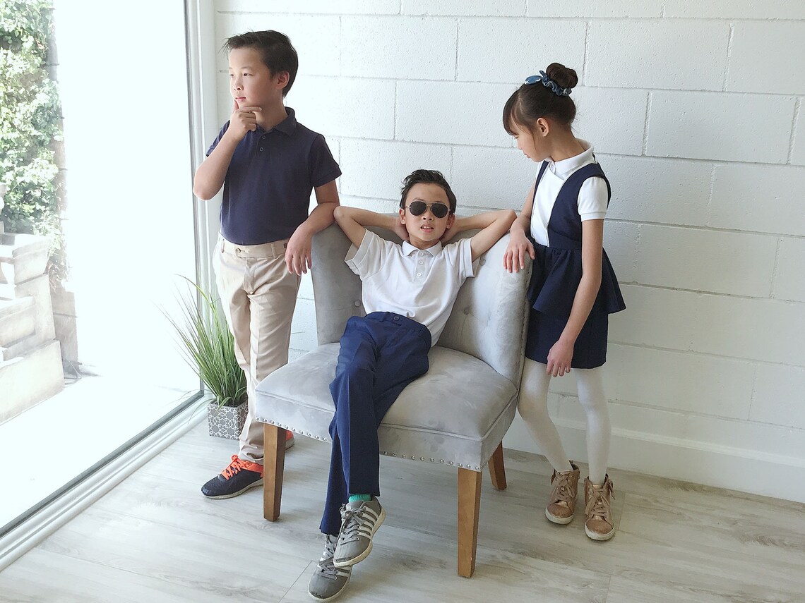 blue slim fit school shirts