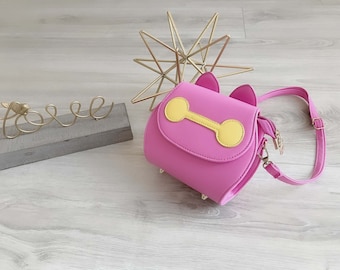 Girls Baymax Pink Yellow Sling Purse, Vegan Leather, Easter Cute Adorable, 20% SALES