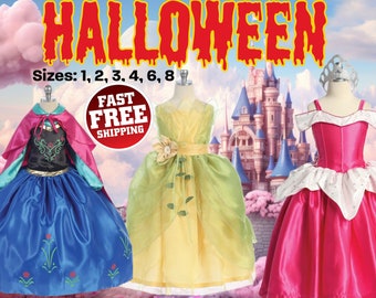 Deluxe Princess Dress Costume, Movie Cartoon Fairytale, Halloween, Birthday Party, Pageant, Play Date, Girl Sizes 1 to 8, 20% Sales