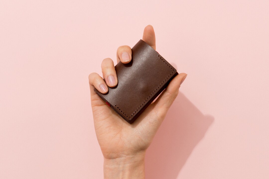 Leather Minimum Wallet / Card Size / Compact Small Slim Etsy