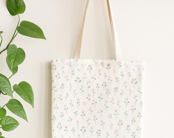Pastel Wildflower Polyester Canvas Tote Bag