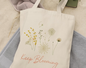 Botanical Print Cotton Canvas Tote Bag: Eco-Friendly Groceries & Bible Study