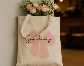 Jesus Loves You Tote Bag: Eco-Friendly Cotton Canvas Carryall