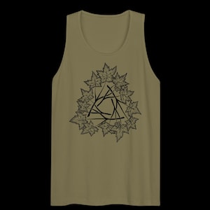 Maple Wreath - cotton men’s tank - ring of leaves line art tanktop