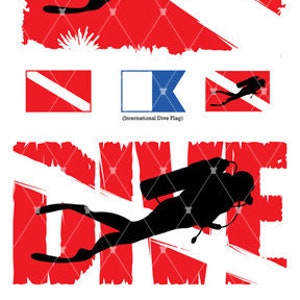 DIver Down Flag/Diver decal/shirt/mug design package Cuttable decal digital art (.SVG) Printable .(PNG)