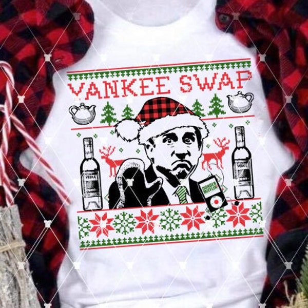 The Office Christmas, Michael Scott Yankee Swap digital file PNG Instant Download Full-color perfect for sublimation print, DIY ugly sweater