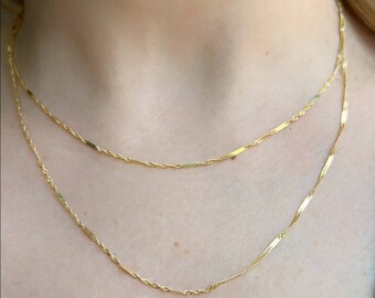 14K Yellow Gold Double Strand Necklace 