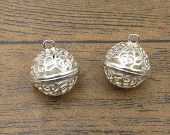 2 Big Bell Charms-20mm,Bright Silver Tone 3D-RS1272