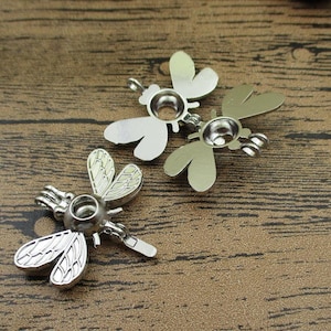 2 Dragonfly Cage Pendants, Essential Oil Diffuser,Cage for 8mm Pearls or Gemstones,Antique Silver Tone-TS081