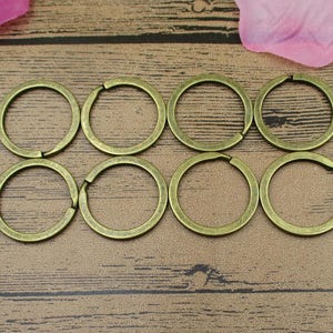 12 Round Key Rings,Antique Bronze Tone-GS006