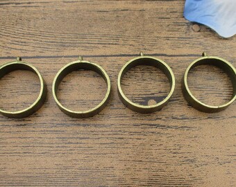 4 Thick-Round Frame Hollow Blank Pendants,Open Bezel Settings,Antique Bronze Tone-TS217