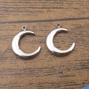 2 amuletos de luna de acero inoxidable-SS1058